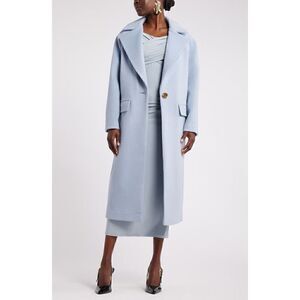 Megan Renee Women's Blue Flap Pockets One Button Oversize Long Wool Coat XL NWOT
